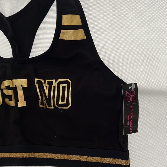 No boundaries cotton sport bra size 40 black gold - Picture 2 of 4